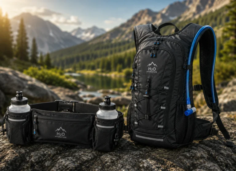 Premium hydration backpack and running hydration belt with water reservoirs for hiking, cycling, trail running, OEM manufacturing, wholesale, import, export, and global sourcing by Elyntis Global