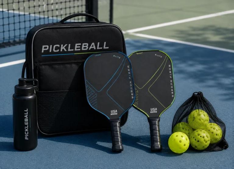 Premium carbon fiber pickleball paddles, balls, backpack, and accessories supplied by Elyntis Global for OEM manufacturing, private label, wholesale, import, export, and global sourcing