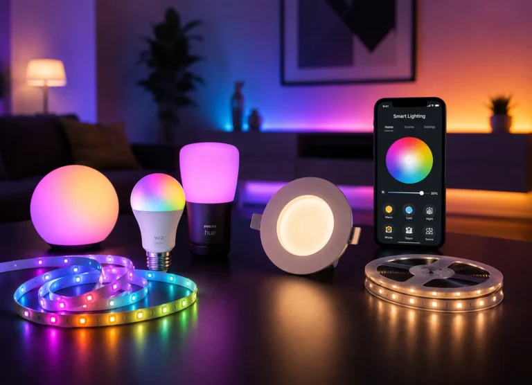 Smart LED lights, RGB light strips, smart bulbs, and ambient lighting by Elyntis Global for OEM manufacturing, wholesale distribution, global sourcing, import, export, and private label solutions